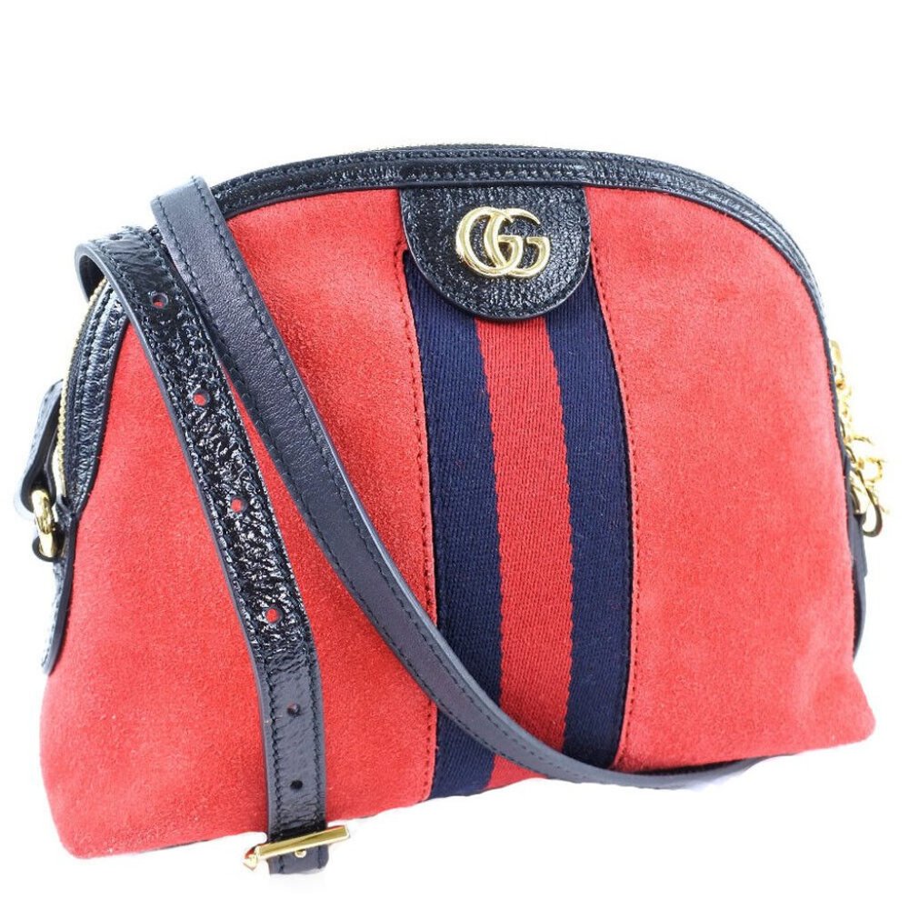 GUCCI Ofidia Shoulder Bag Hibisca Rubbed Dod Suede/leather - Picture 2 of 11